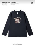 Heavy cotton men's T-shirt 2024 new men's loose crew neck autumn casual with long-sleeved base shirt men