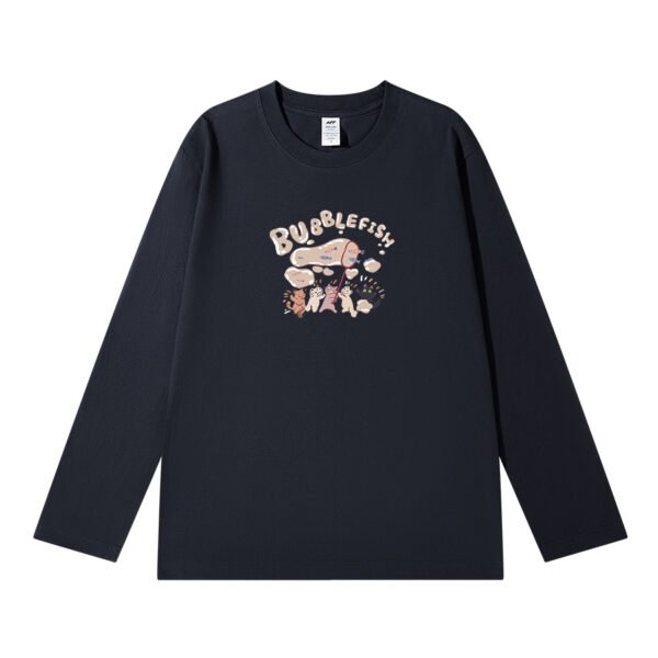 Heavy cotton men's T-shirt 2024 new men's loose crew neck autumn casual with long-sleeved base shirt men