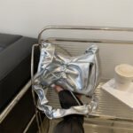 Korean silver baguette armpit bag women's 2024 new trendy and versatile small square bag trend handbag shoulder crossbody bag