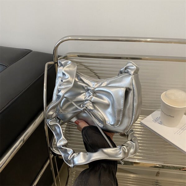 Korean silver baguette armpit bag women's 2024 new trendy and versatile small square bag trend handbag shoulder crossbody bag