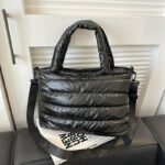 Cotton clothes women's bag 2023 autumn and winter new embroidery thread space cotton shoulder tote bag fashion shiny women's crossbody bag