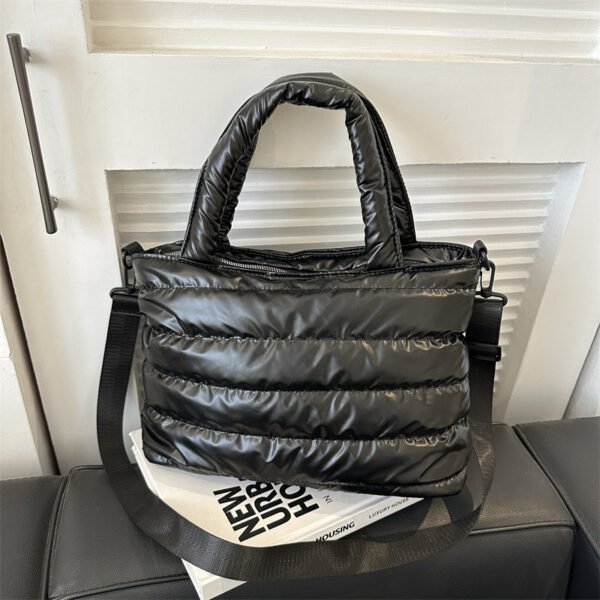 Cotton clothes women's bag 2023 autumn and winter new embroidery thread space cotton shoulder tote bag fashion shiny women's crossbody bag