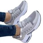 2022 spring and autumn new European and American foreign trade large size casual shoes women's fly woven wedge front lace mesh breathable women's shoes - Image 5