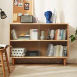 Solid wood low bookshelf Nordic minimalist walnut bookcase Japanese-style floor-to-ceiling home living room storage cabinet study display cabinet