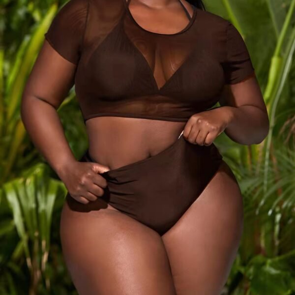 European and American sexy large size three-piece high waist split bikini women's swimsuit manufacturers wholesale