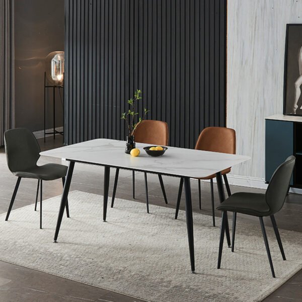 Nordic minimalist slate dining table home living room small apartment rectangular dining table slate 4-6 people dining table and chair combination