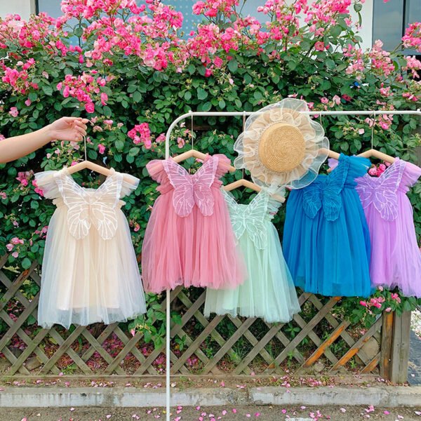 Butterfly wings girl mesh dress 2022 summer new baby girl princess skirt tutu skirt one piece consignment