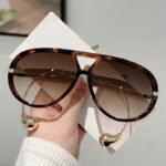 2025 cross-border new double beam with steel beads fashion sunglasses European and American personality toad glasses unisex sunglasses - Image 3