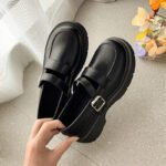 Shallow mouth thick bottom British style small leather shoes women's spring and autumn new hundred matching skirt basic style Japanese jk single shoes - Image 2