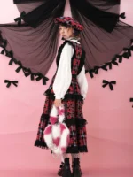 Vintage loose plaid fluffy dress（Wear both front and back） - Image 4