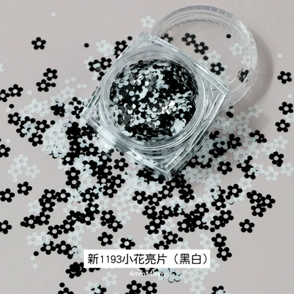 Manicure small flower sequins small white flower sun flower small dot sky realm small petal black and white mixed decoration patch