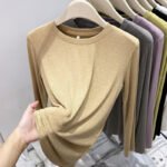 European mask T-shirt, women's soft glutinous base shirt, thin simple and versatile long-sleeved top, autumn basic T-shirt underwear - Image 4