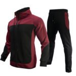 Cross-border clothing men's fashion trend brand contrast color sweater a set of hooded autumn jacket sportswear casual suit