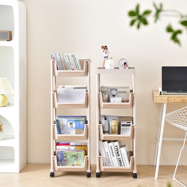 Removable trolley with wheels bookshelf rack desktop rack book storage rack children's student dormitory