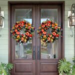 Hong Kong love cross-border simulation plant garland door decoration autumn pumpkin rattan circle door hanging Thanksgiving rattan decoration - Image 3