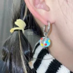 Killing Marysu Childlike Fun Japanese Fun Colorful Transparent Polka Dot Glazed Bead Earrings Titanium Steel Waterproof Earrings Simple - Image 3