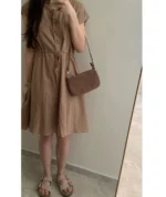 Cos style minimalist French retro tea break literary cotton dress women's sleeveless buttons - Image 5