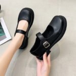 Black basic small leather shoes women's summer 2022 new Japanese students with skirts all-match round toe chunky heel patent leather single shoes trendy - Image 3