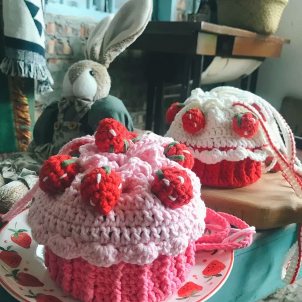 Handmade strawberry cake bag