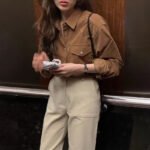 Spot 22 autumn new Korean Dongdaemun retro simple niche all-match retro commuter solid color high-end shirt - Image 5