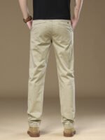Four seasons hot-selling men's casual pants, high-end light luxury, solid color, high cotton content, small straight-leg business middle-aged pants for men - Image 4