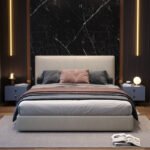 Modern minimalist master bedroom double wedding bed Nordic small apartment minimalist light luxury wedding room leather art soft bag 1.8 meters large bed