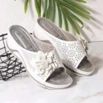 Summer new foreign trade wedge heel flower fish mouth large size slippers car stitching hollow female casual sandals and slippers