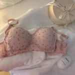 Japanese floral underwear girls high school students pure desire no steel ring small chest gathered summer thin bra bra - Image 2