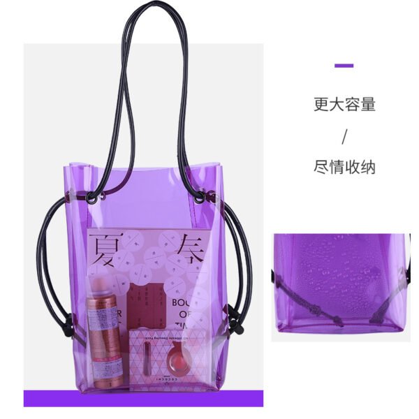 Summer transparent PVC jelly bag beach bag tide bucket shoulder bag large capacity women's fashion multifunctional backpack