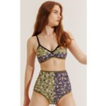 2023 new retro bikini double-sided high-waisted swimsuit female European and American independent station swimsuit bikini mesh dress