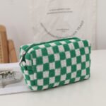 Korean ins checkerboard knitting cosmetic bag contrasting color woolen grid large capacity storage finishing bag pencil case - Image 6