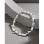 1002 Korean version of ins niche design geometric broken silver thread bead texture texture S925 sterling silver bracelet for women - Image 2
