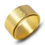 The eight guardian gods turn the titanium steel national tide ring, the male swastika amulet, the 12 zodiac natal Buddha heart sutra ring - Image 5