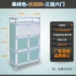 Three-layer mini rack waterproof bowl chopsticks rack open door cupboard storage layered modern minimalist cup with door - Image 4