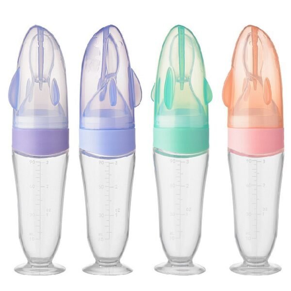 Baby newborn baby feeding water spoon rice paste spoon silicone squeeze rice flour food supplement bottle tool feeding soft spoon