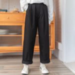 Self-made Japanese wide-leg trousers women's 2023 spring new loose high-waist slim trousers straight trousers - Image 2
