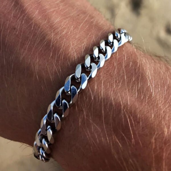 European and American men's titanium steel bracelet cross-border six-sided grinding Cuban bracelet simple personality jewelry influx of people local cool jewelry