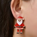 European and American cross-border explosion models Christmas earrings Halloween jewelry tassel acrylic Santa Claus pearl ear stitches - Image 4