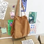 One-shoulder canvas bag female tote bag summer ins Japanese simple large-capacity college students class commuting handbag - Image 8