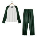 Pajamas set 160g double-sided brushed cloth black and red grid printing casual home clothes 2022 loose family of three - Image 6