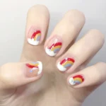 Nail Sticker Nail Art Sticker Red Korean Finished 3D Jewelry Female Patch A Piece False Nail Sticker Waterproof Lasting