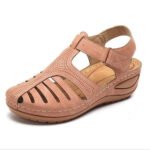 2023 summer new foreign trade sandals women's retro women's sandals car line hole shoes cross-border large size round toe wedge comfortable - Image 3