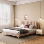 Nordic light luxury flannel bed fabric pink soft foreskin bed Italian minimalist master bed 1.8m double bed - Image 3