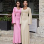 Amazon Cross Border Women's Clothing 2023 Autumn New Arrivals Fashion Loose U Neck Back Tie Long Sleeve Dress Wholesale