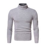 Foreign trade spot autumn and winter new sweatshirt men's solid color velvet pullover high neck t-shirt men's base shirt fleece sweater - Image 4