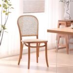 American rustic solid wood dining chair home leisure retro single back rattan chair study restaurant hotel rattan chair