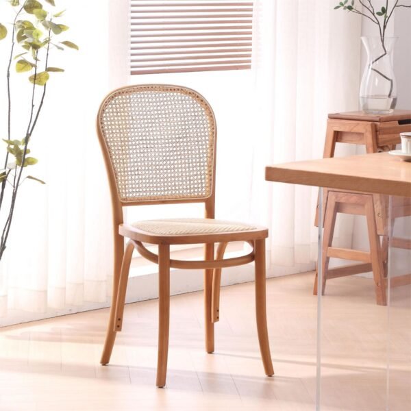 American rustic solid wood dining chair home leisure retro single back rattan chair study restaurant hotel rattan chair