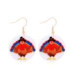 European and American cross-border supply new Thanksgiving earrings female creative alloy dripping oil pumpkin maple leaf turkey earrings earrings - Image 9