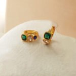 Color contrast zircon geometric earrings - Image 3