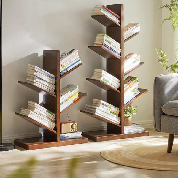Jiayi Nordic solid wood tree bookshelf creative bookshelf bookcase floor rack wooden bookshelf bookcase storage rack